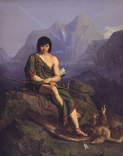 Heinrich Eddelien En bueskytte der hviler efter at have drabt en orn Spain oil painting art